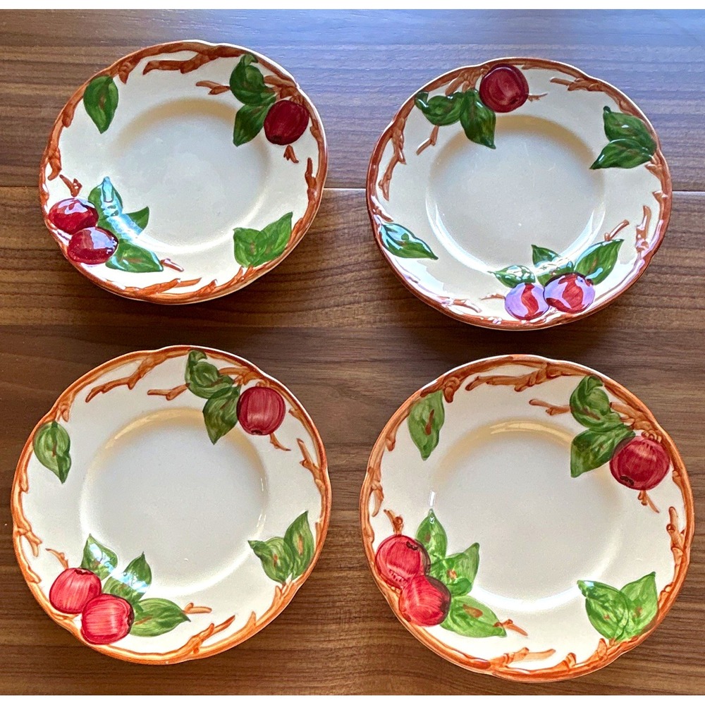 Franciscan 6.5 inch salad plates bread butter set of 4 red apple vintage